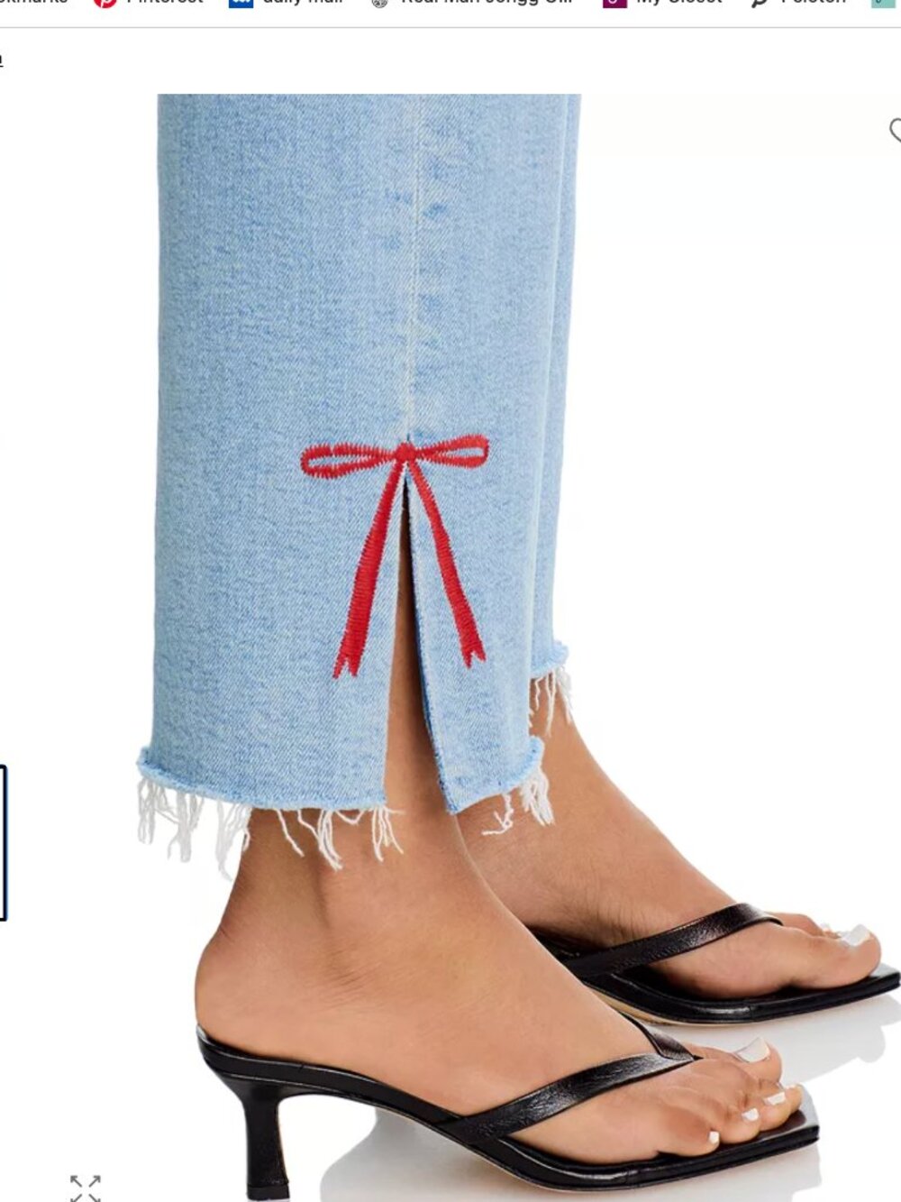Mother The Rambler Slice Hover Fray High Rise Jeans in Complete 360 Size 25 NWT